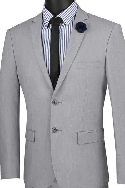 Mens Ultra Slim Fit Stretch Suit in Grey