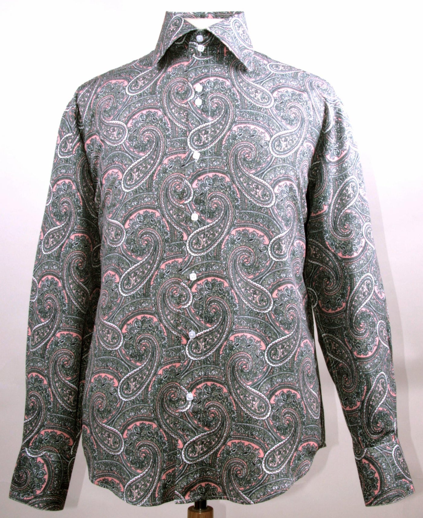 Men's Regular Fit Fancy Paisley Pattern Sports Shirt in Rose