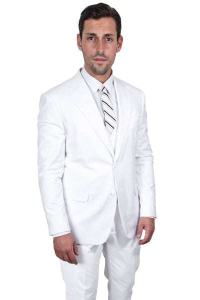 Men's Two Button Vested Stacy Adams Basic Suit in White