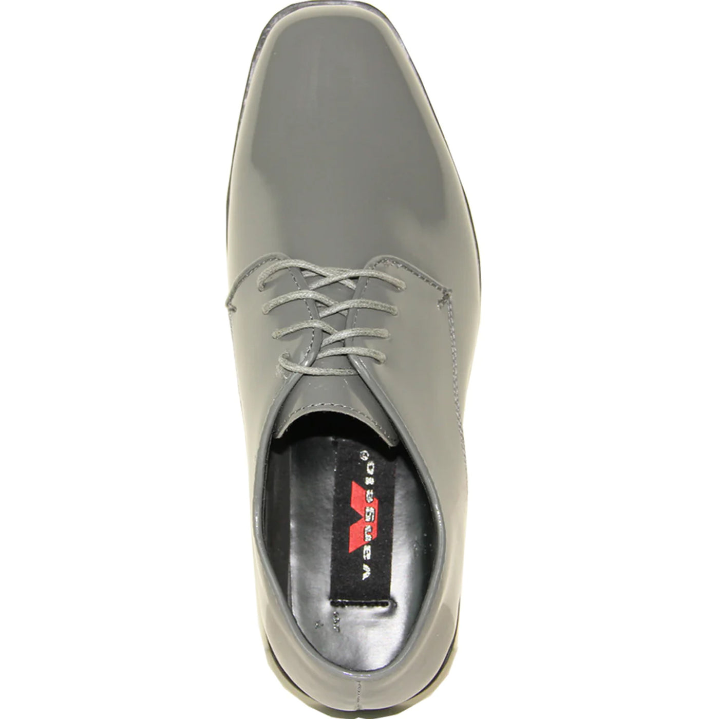 Mens Classic Plain Square Toe Shiny Patent Tuxedo Dress Shoe in Grey