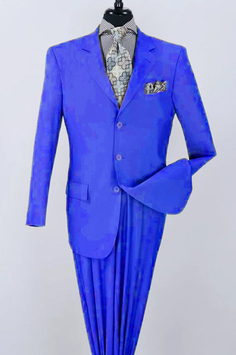 Mens Classic Fit Three Button Poplin Two Piece Suit in Royal Blue ...