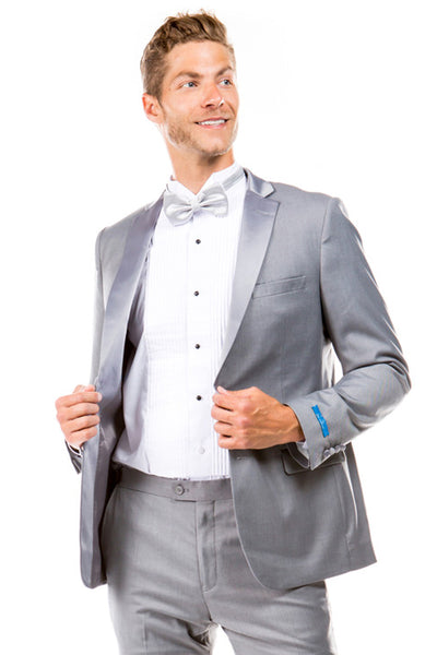 Men's Two Button Slim Fit Wedding & Prom Tuxedo in Light Grey