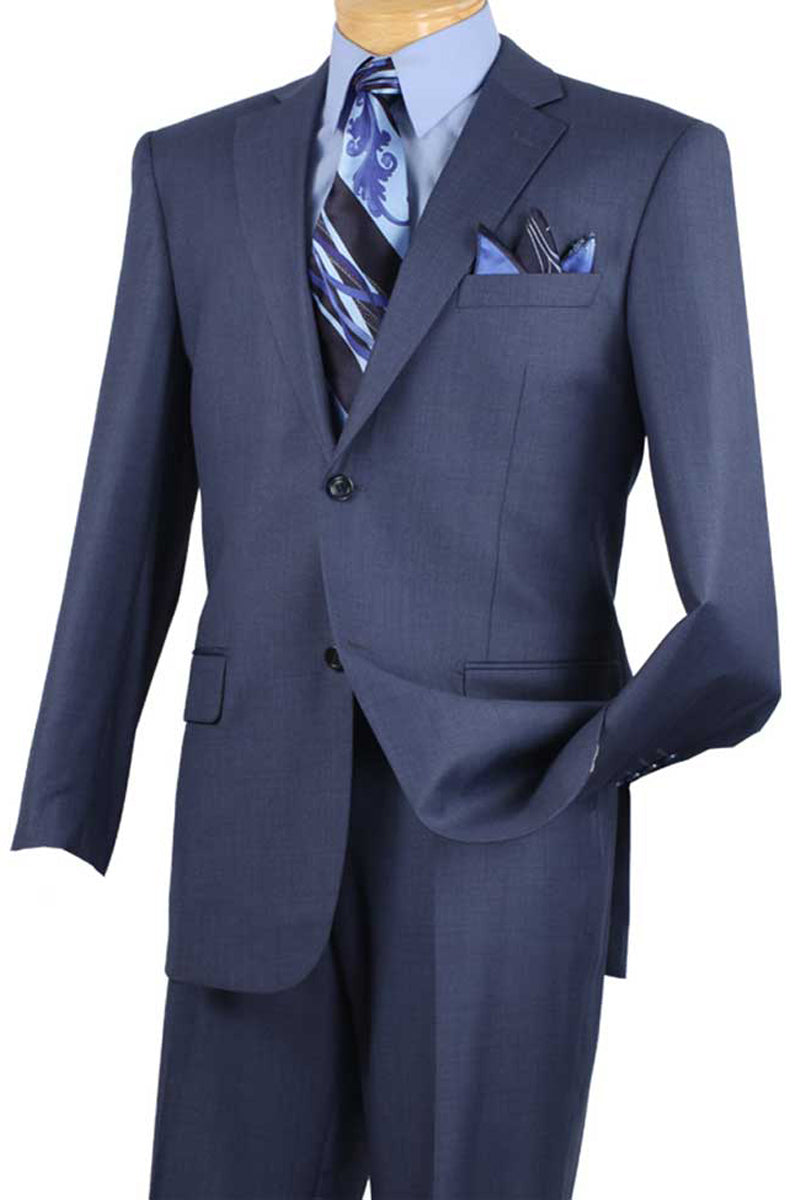 Mens 2 Button Weave Pattern Sharkskin Suit in Blue