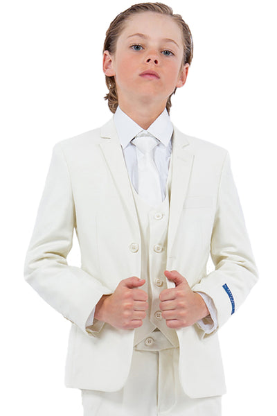 Perry Ellis Vested Boy's Wedding Suit in Ivory Off White