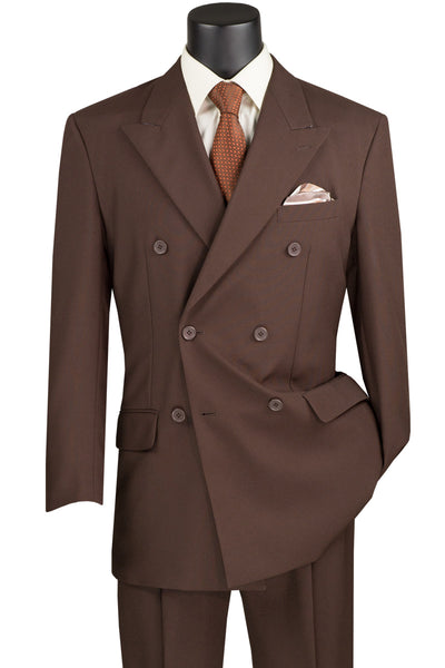 Mens Classic Double Breasted Poplin Suit in Brown
