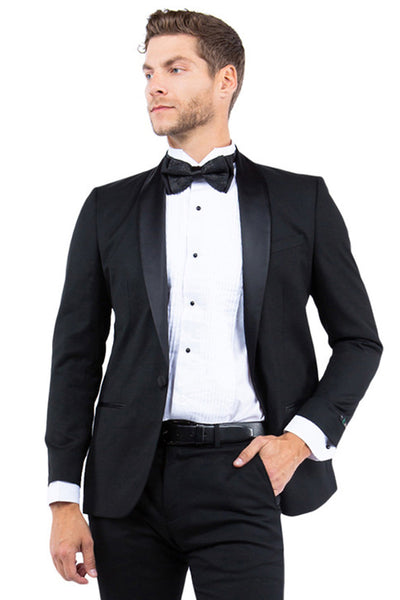 Men's Modern Fit One Button Shawl Lapel Tuxedo Separates Jacket in Black
