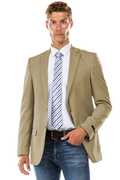 Men's Designer Wool Suit Separate Jacket in Tan