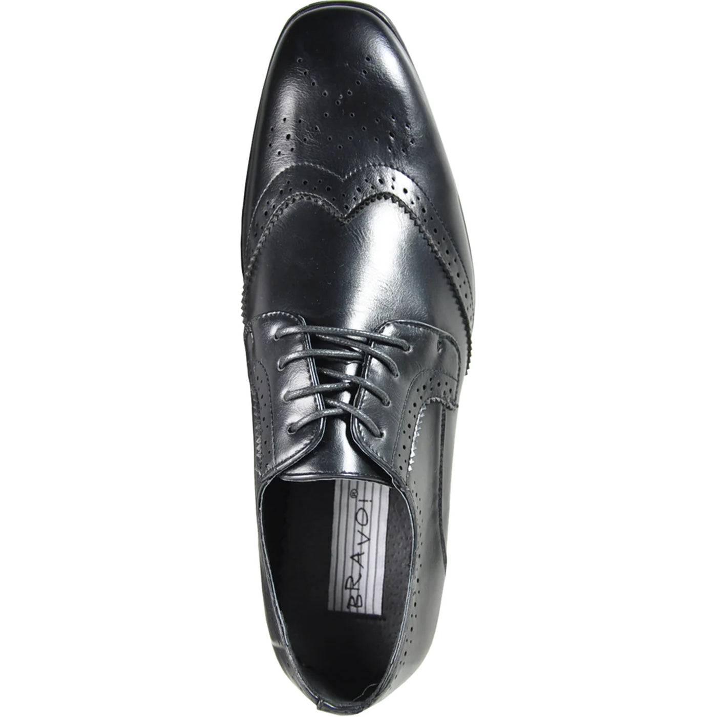 Mens Vintage Style 1920's Wingtip Lace Up Dress Shoe in Black