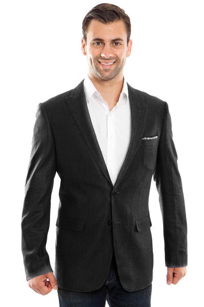 Men's Two Button Summer Linen Blazer in Black