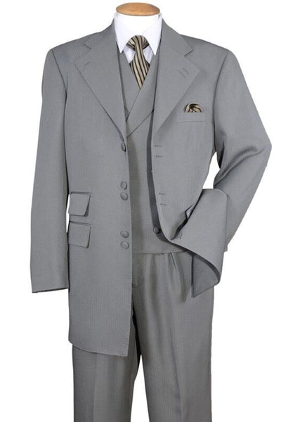 Mens Double Button Vested Fashion Zoot Suit in Grey
