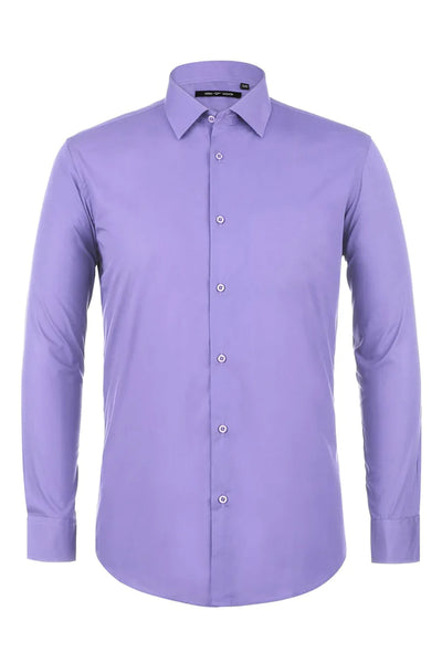 Mens Classic Fit Spread Collar Dress Shirt in Lavender