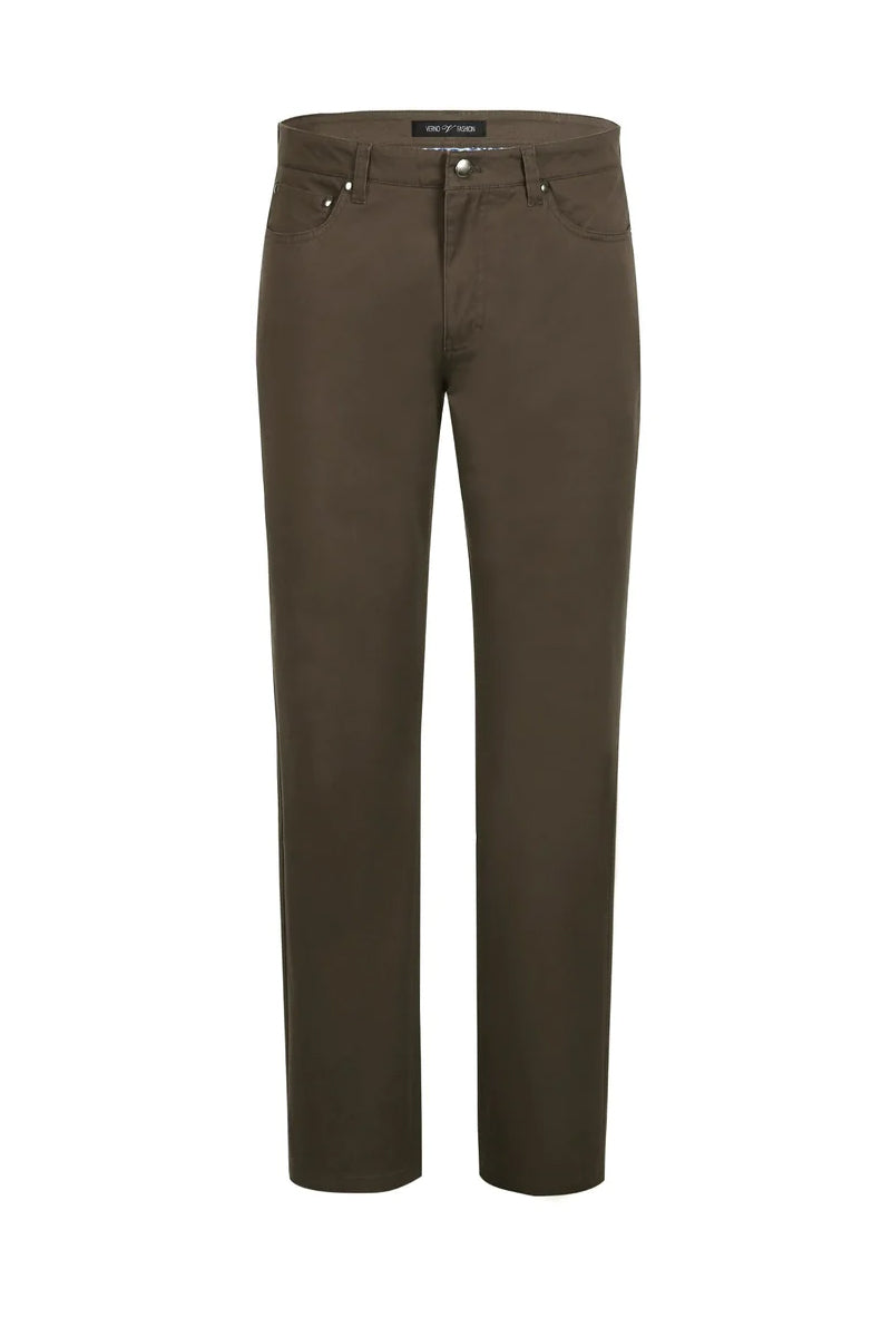 Mens Five Pocket Cotteon Strech Chino Dress Pant in Brown ...