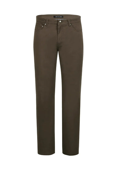 Mens Five Pocket Cotteon Strech Chino Dress Pant in Brown