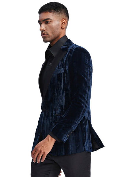 Men's Textured Velvet Prom Tuxedo Jacket in Turquoise