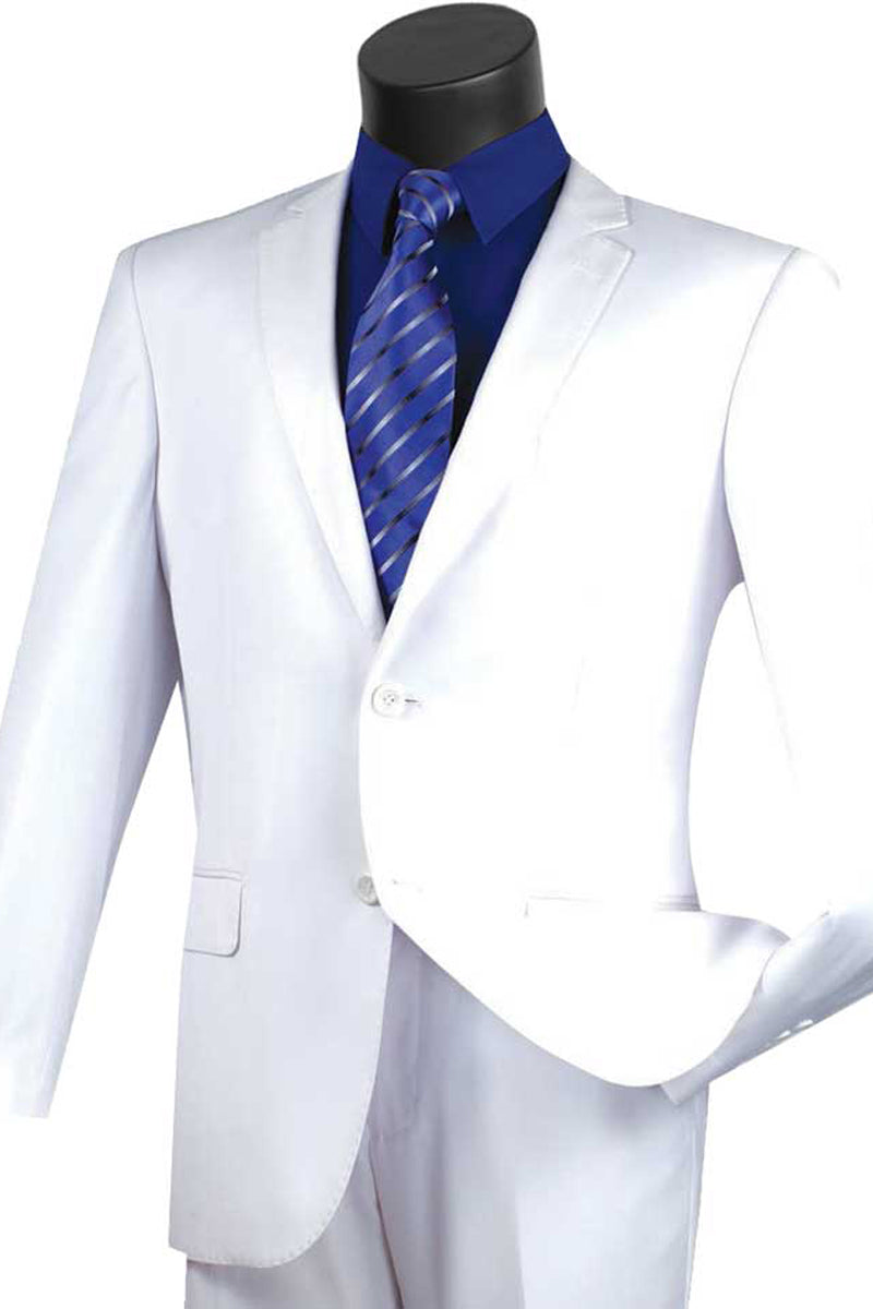 Mens Basic 2 Button Modern Fit Suit in White – SignatureMenswear