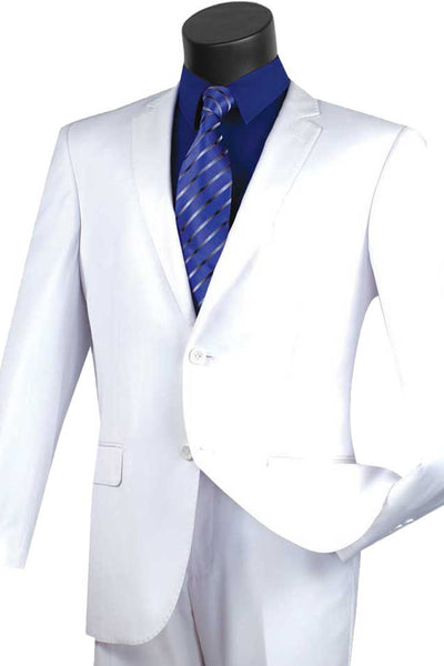 Mens Basic 2 Button Modern Fit Suit in White