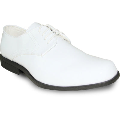 Mens Classic Formal Shiny Patent Tuxedo Shoe in White