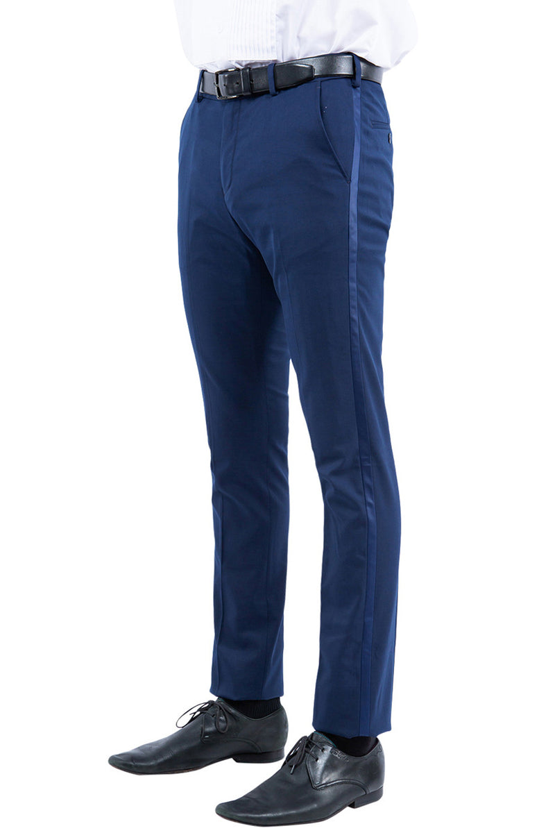 Men's Modern Fit Flat Front Tuxedo Separates Pants in Navy Blue ...