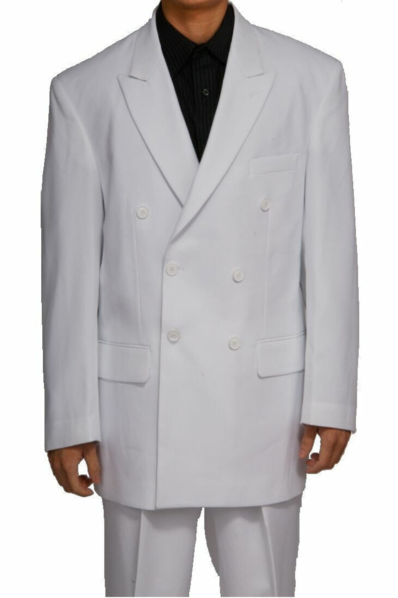 Mens Classic Fit Double Breasted Poplin Suit in White – SignatureMenswear