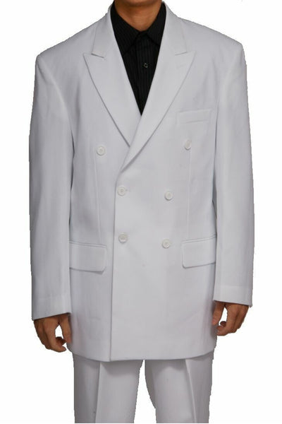 Mens Classic Fit Double Breasted Poplin Suit in White