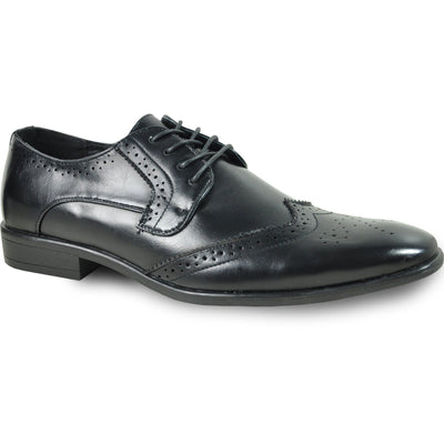 Mens Vintage Style 1920's Wingtip Lace Up Dress Shoe in Black