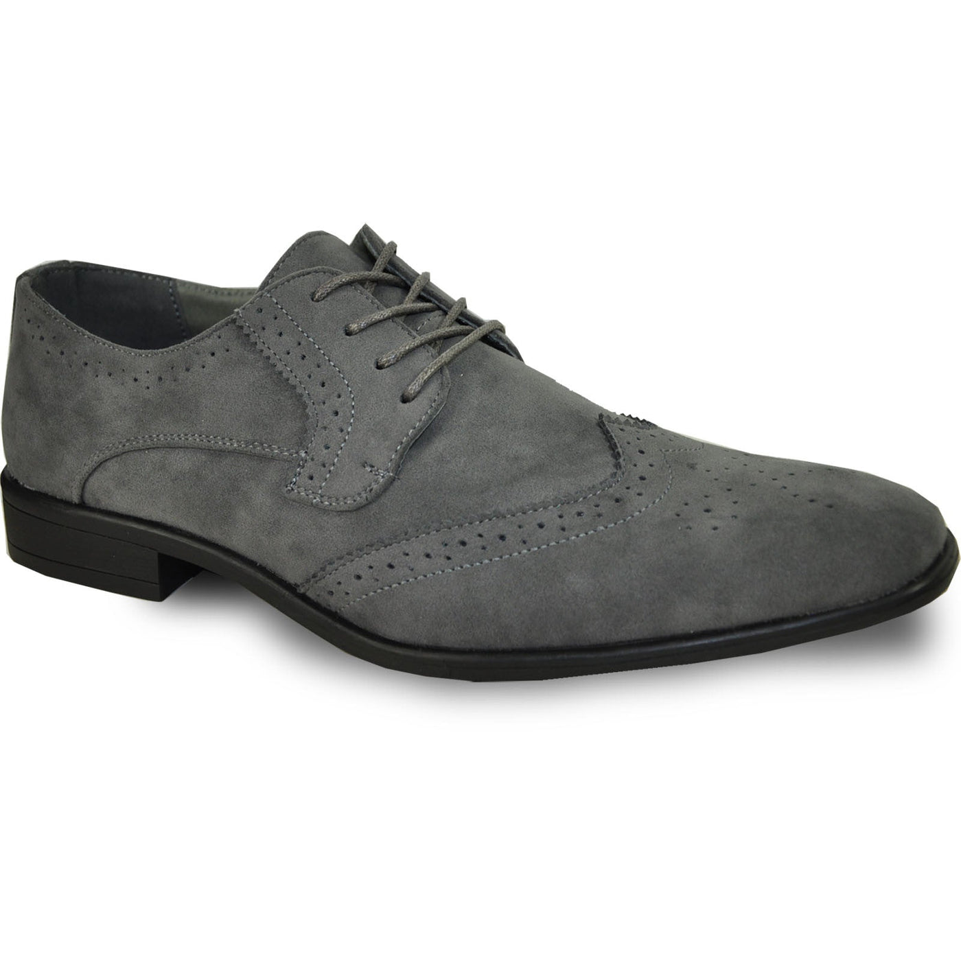 Mens Vegan Suede Wedding & Prom Wingtip Lace Up Dress Shoe in Grey