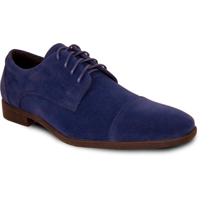 Mens Formal Suede Style Wedding & Prom Cap Toe Dress Shoe in Royal Blue