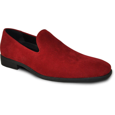 Mens Vegan Suede Wedding & Prom Slip On Loafer Dress Shoe in Red