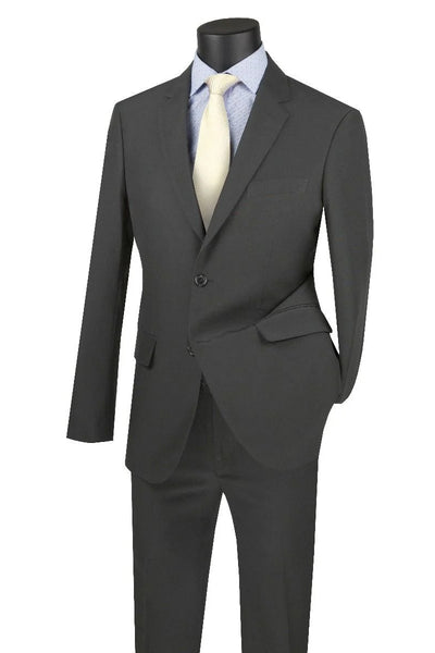 Mens Two Button Modern Fit Wool Feel Suit in Charcoal Grey