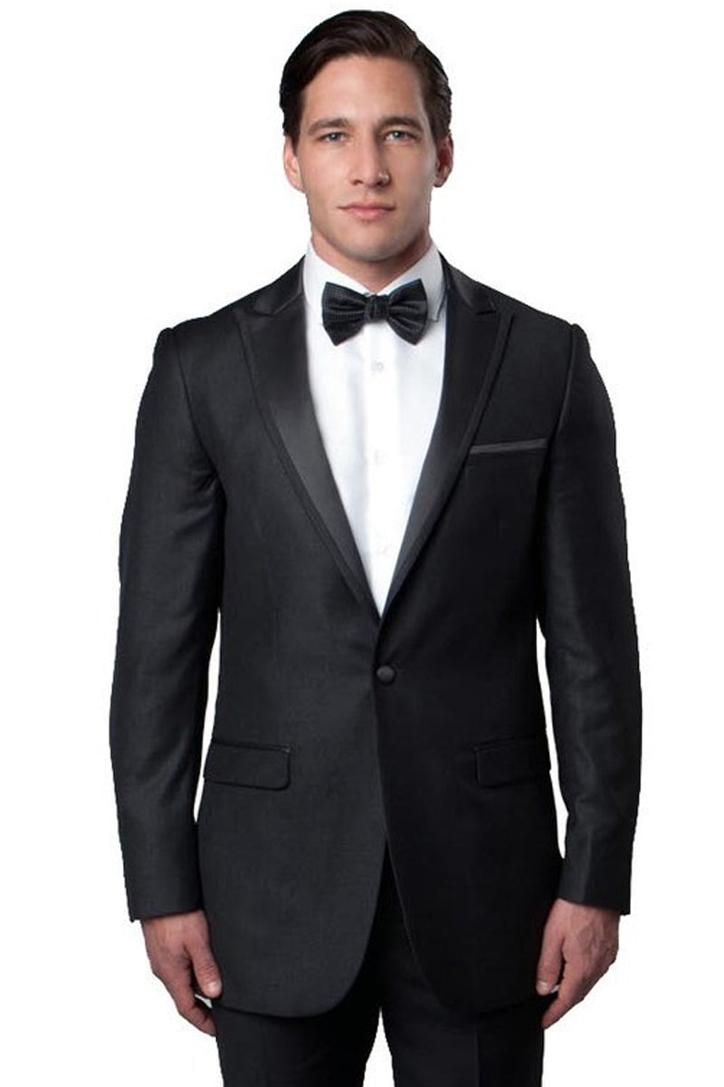 Men's Cream Tuxedo-Asymmetrical Satin Lapel