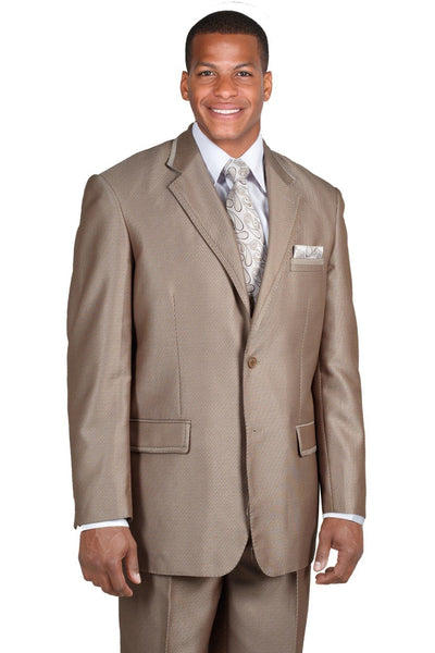 Mens 2 Button Diagonal Shiny Sharkskin Suit in Brown