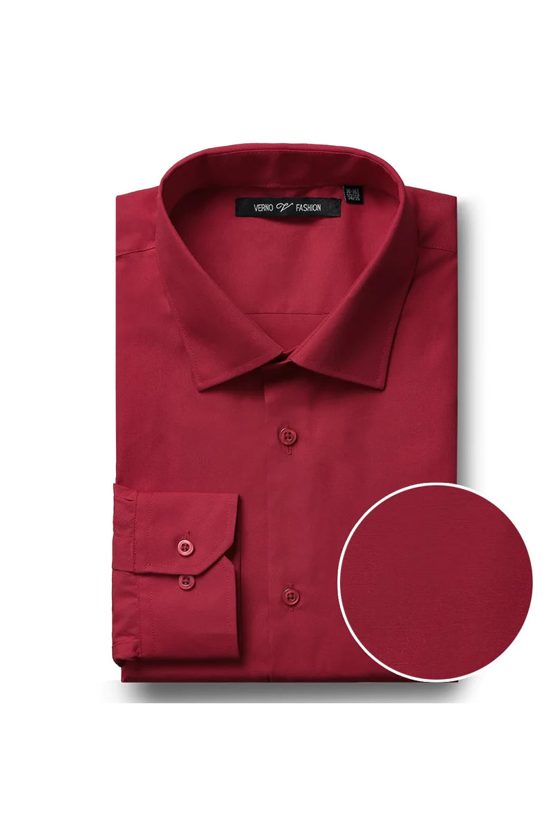 Mens Classic Fit Spread Collar Dress Shirt in Red