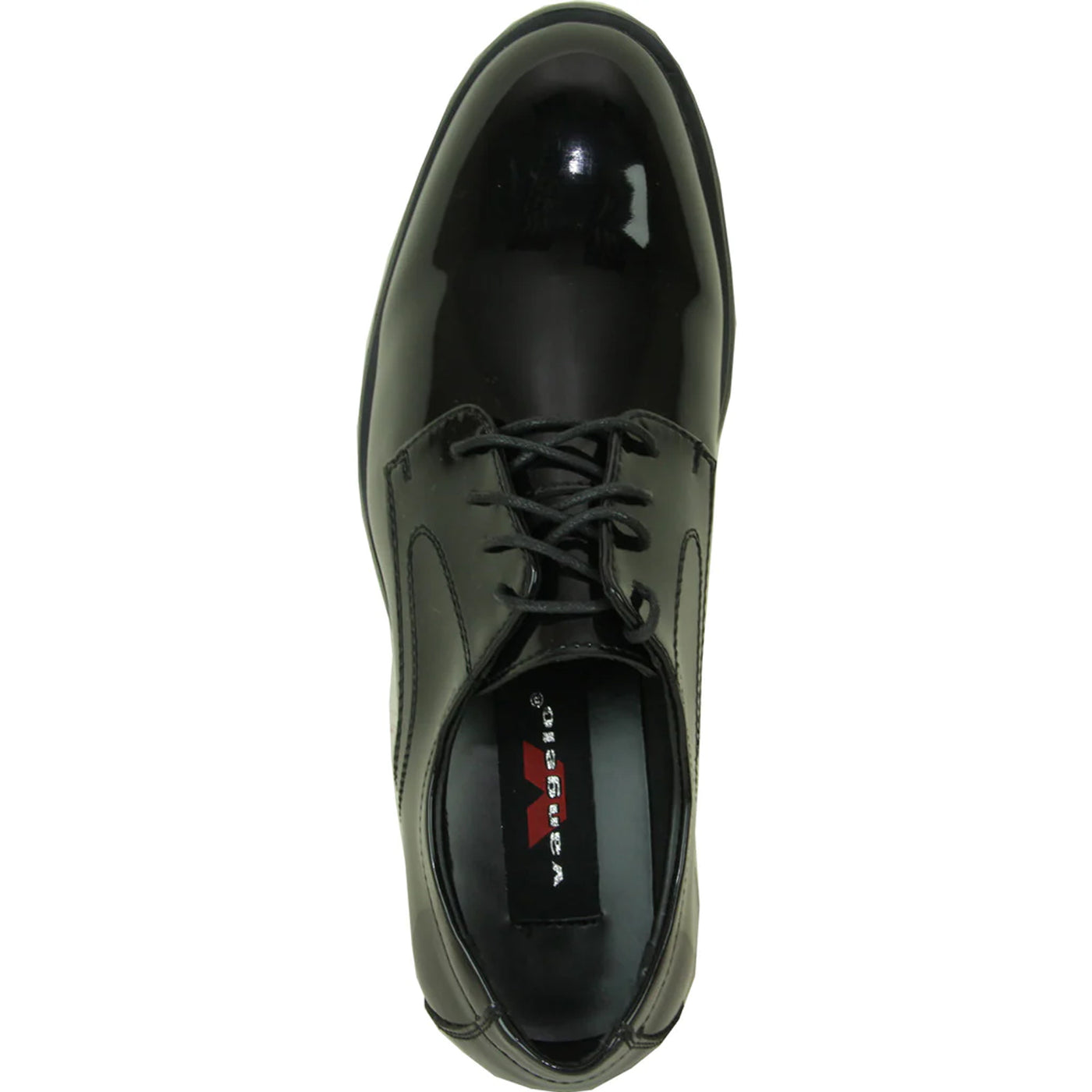 Mens Plain Round Toe Shiny Patent Tuxedo Shoe in Black