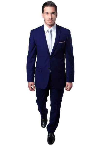 Men's Basic 2 Button Slim Fit Wedding Suit in Navy