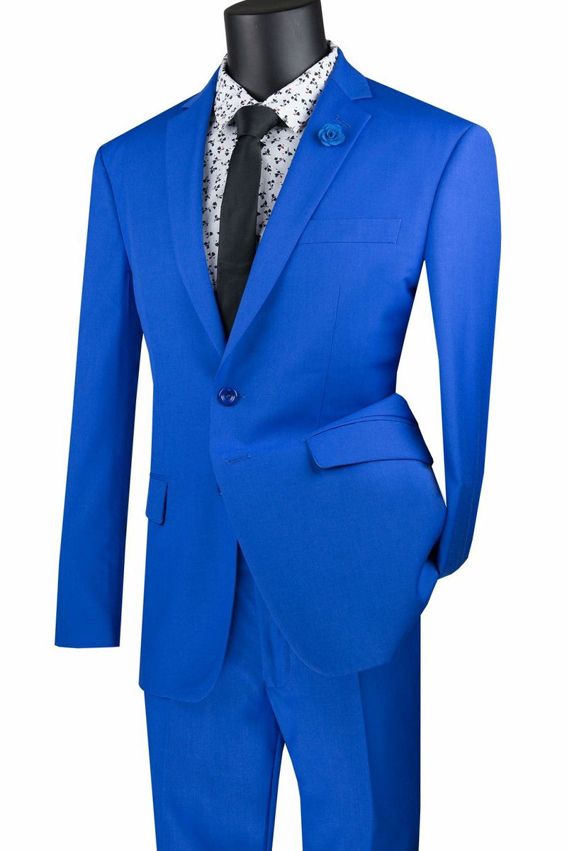 Mens Basic 2 Button Modern Fit Suit in Royal – SignatureMenswear