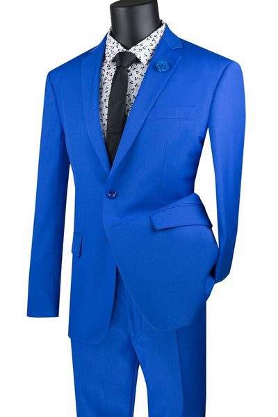 Mens Basic 2 Button Modern Fit Suit in Royal