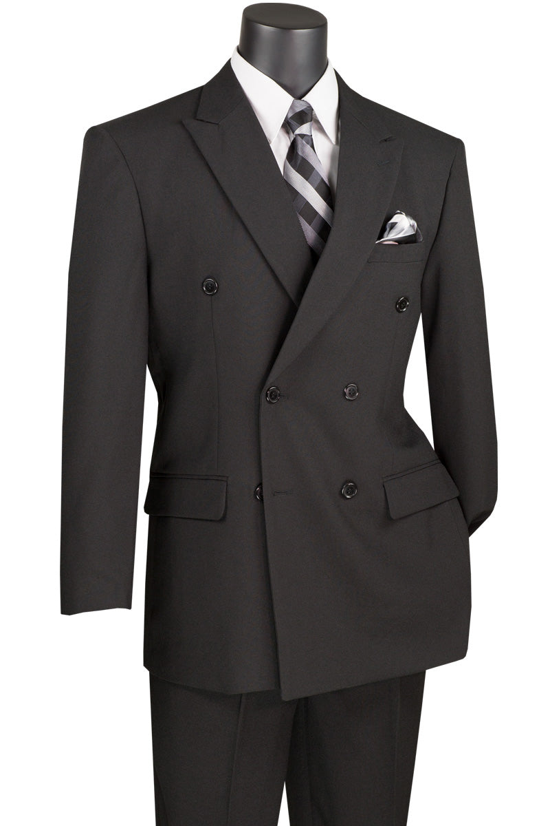 Mens Classic Double Breasted Poplin Suit in Black – SignatureMenswear