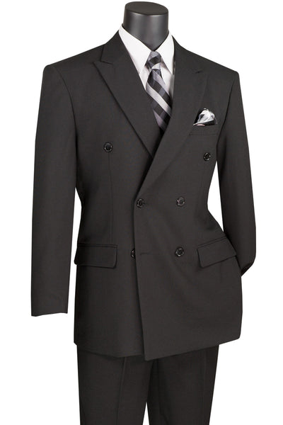 Mens Classic Double Breasted Poplin Suit in Black