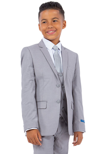 Perry Ellis Vested Boy's Wedding Suit in Light Grey