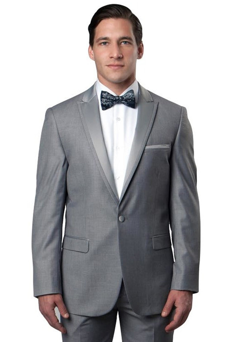 Mens Vested One Button Geometric Print Prom Tuxedo in Black