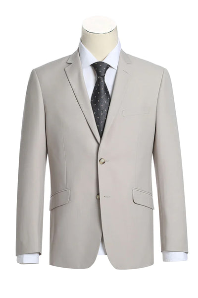 Mens Basic Two Button Slim Fit Suit in Stone Tan