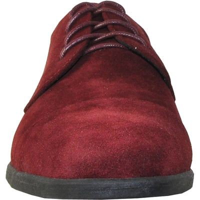 Mens Formal Suede Style Wedding & Prom Cap Toe Dress Shoe in Burgundy