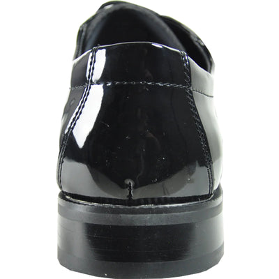 Mens Plain Round Toe Shiny Patent Tuxedo Shoe in Black