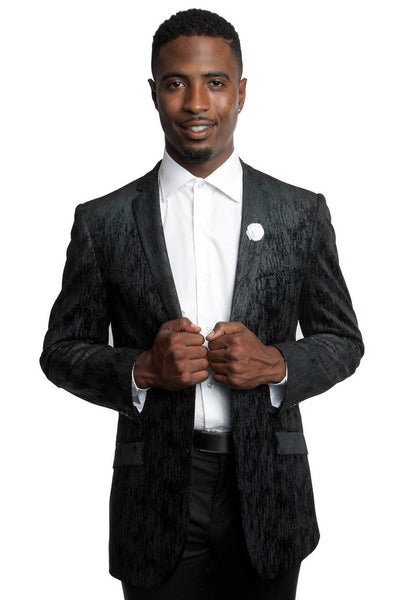 Men's Slim Fit Tie Dye Gradient Pattern Sports Coat in Black