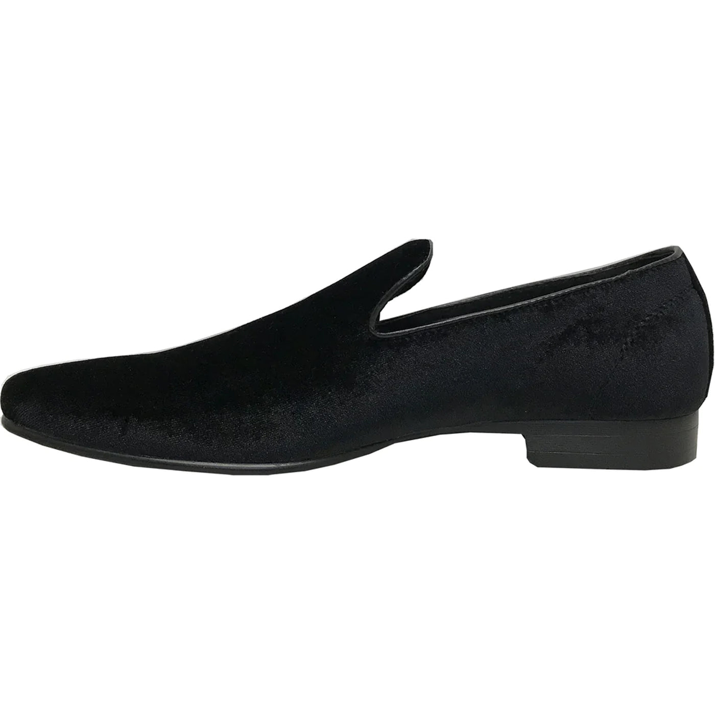 Mens Modern Slip On Velvet Tuxedo Loafer in Black