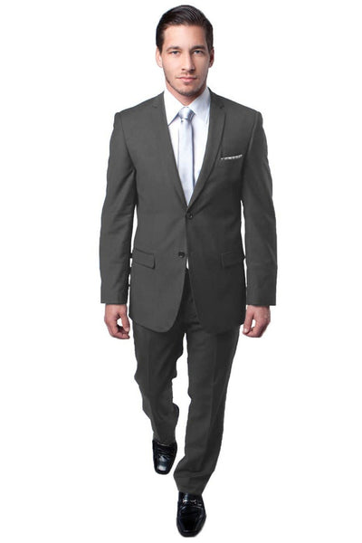 Men's Basic 2 Button Slim Fit Wedding Suit in Medium Grey