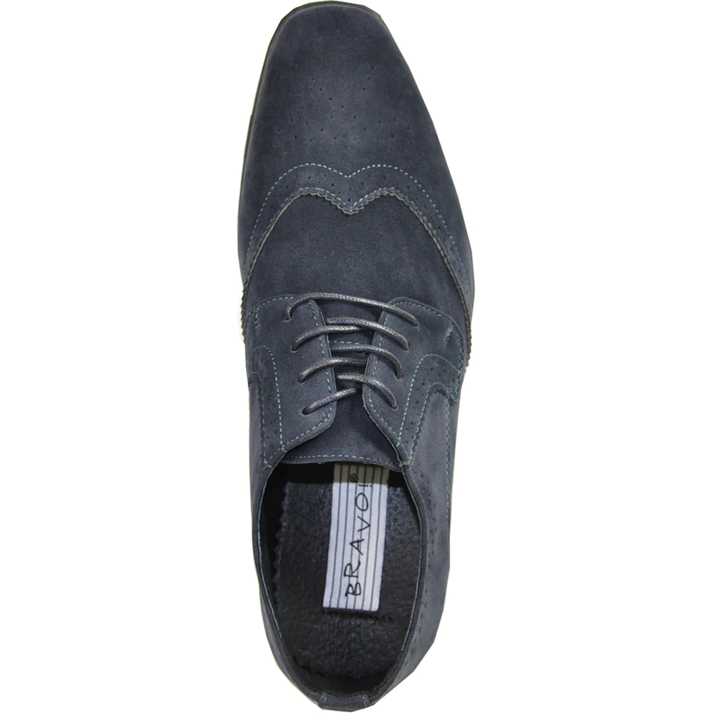 Mens Vegan Suede Wedding & Prom Wingtip Lace Up Dress Shoe in Navy Blue