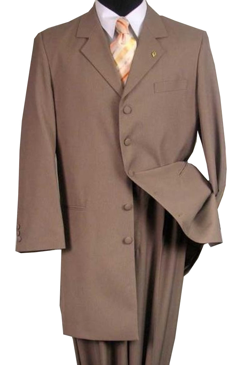 Mens 2PC Classic Long Fashion Zoot Suit in Tan