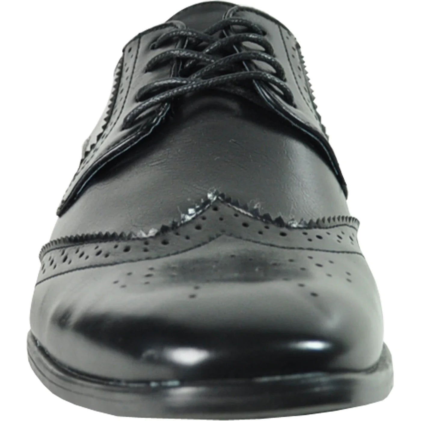 Mens Vintage Style 1920's Wingtip Lace Up Dress Shoe in Black