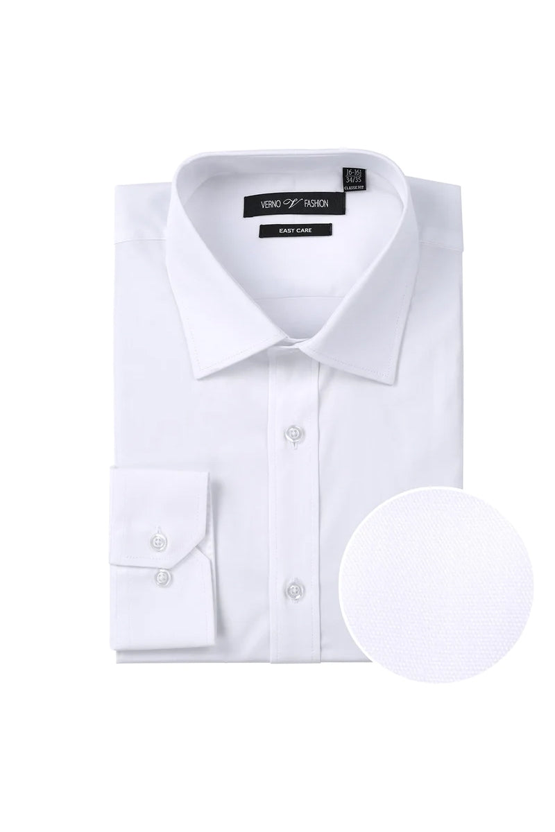 Mens Classic Fit 100% Cotton Dress Shirt in White – SignatureMenswear